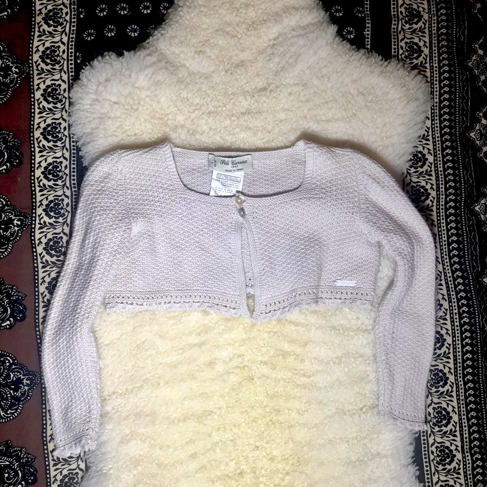 Pili Carrera Girls Knit Light Shrug Beige Sweater; 2T